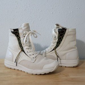 G-STAR RAW | Off White Canvas Lace Up Hightop Boots Men Size 43